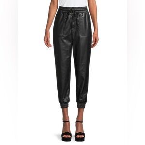 BCBG Faux Leather Jogger Pants